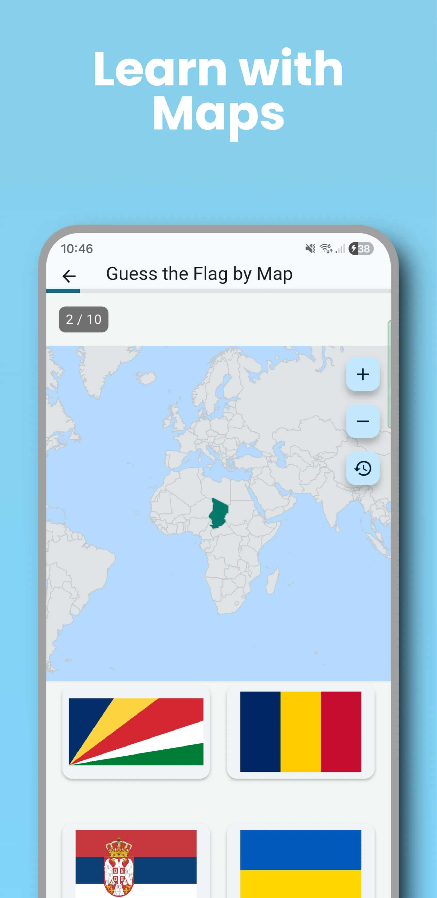 Guess the country by its position on the map